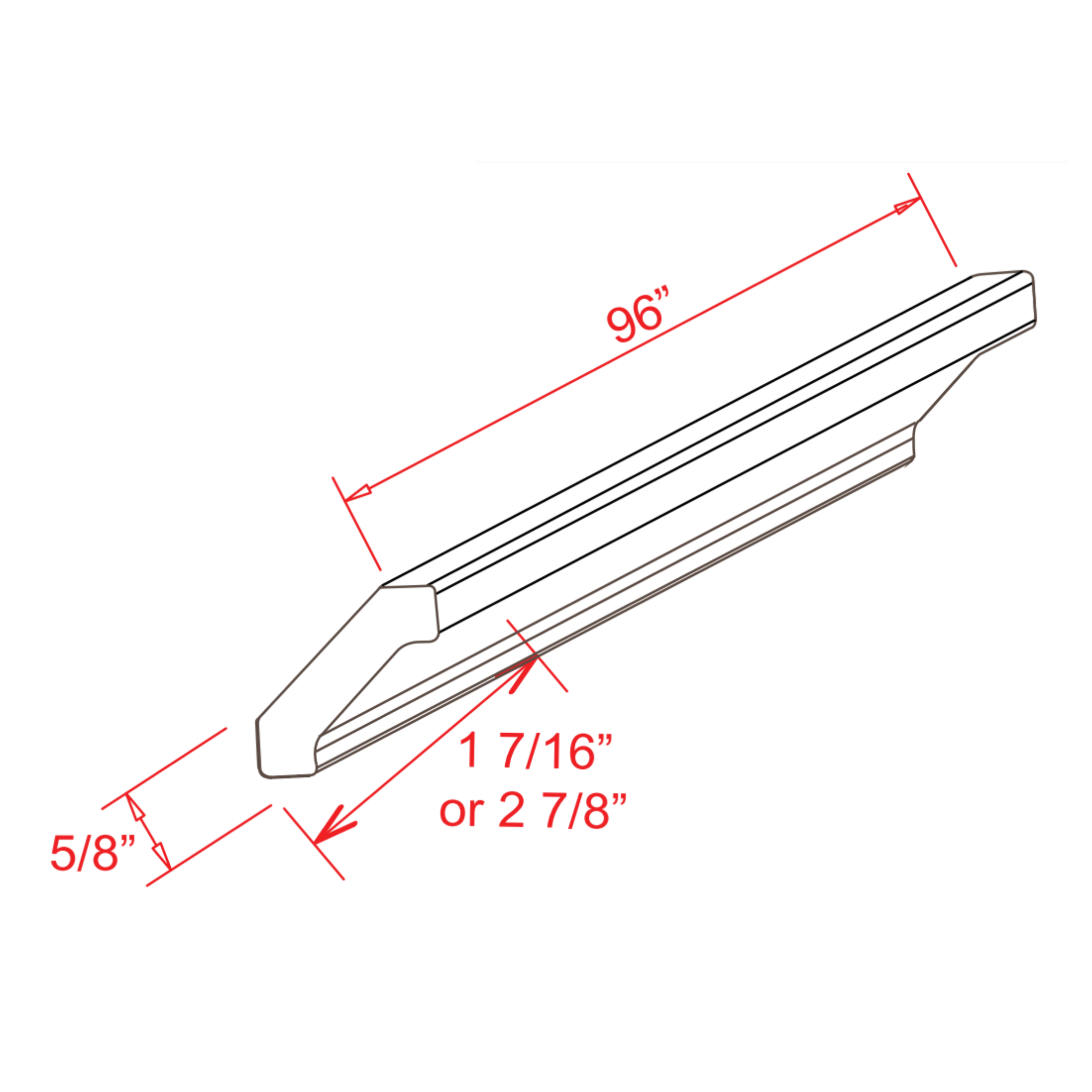 Slim Shaker White Oak Crown Moulding 96 W X 1 7 16 H X 1 7 16 D