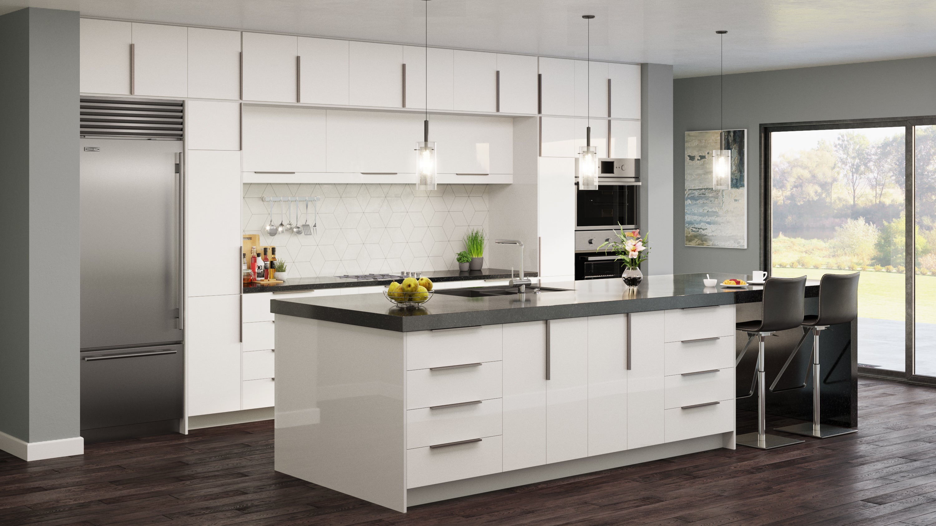 Palermo Gloss White Kitchen Cabinets Pre-Assembled - Palermo Gloss White Cabinets Pre-Assembled