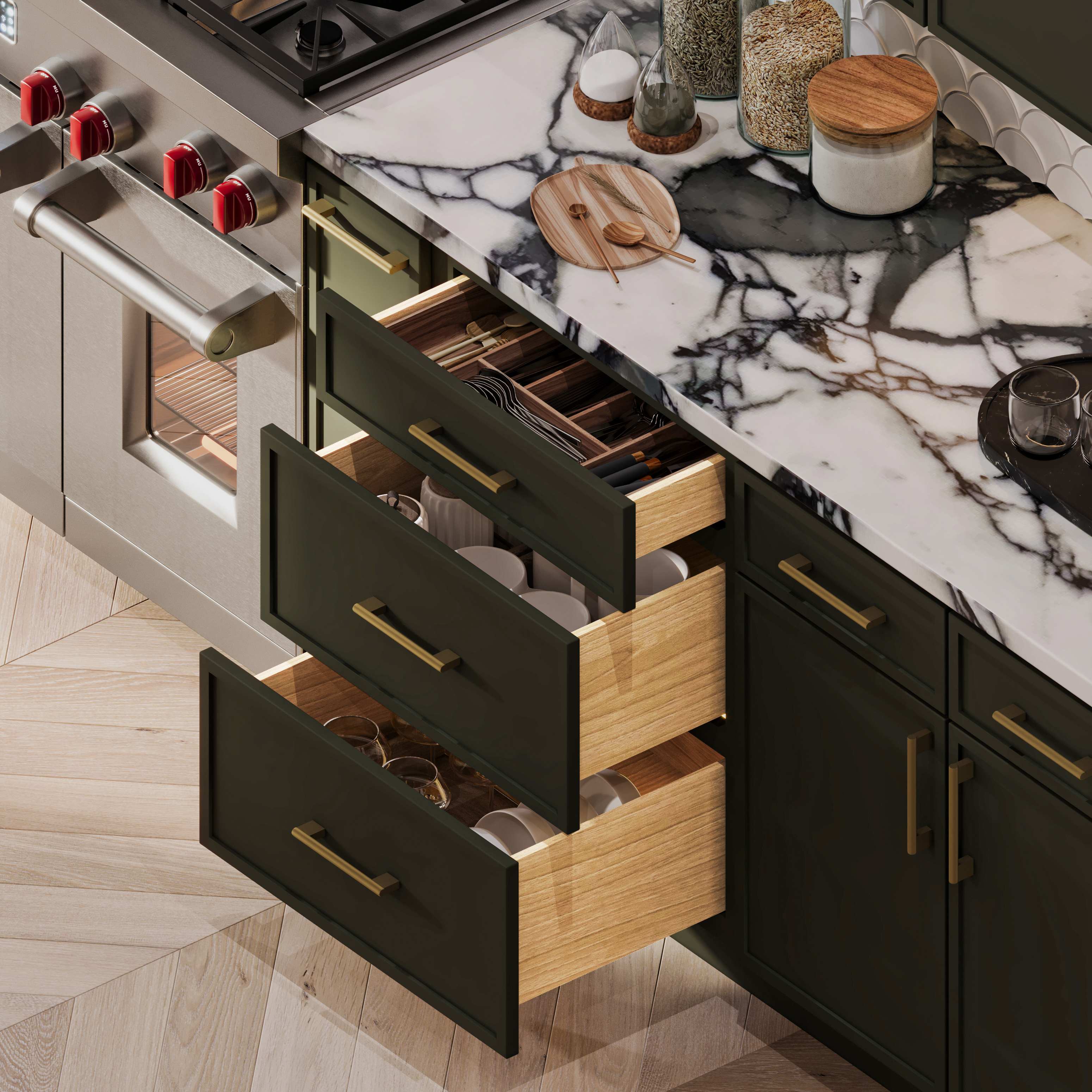Slim Shaker Aberdeen Green Kitchen Cabinets - Slim Shaker Aberdeen Green Cabinets