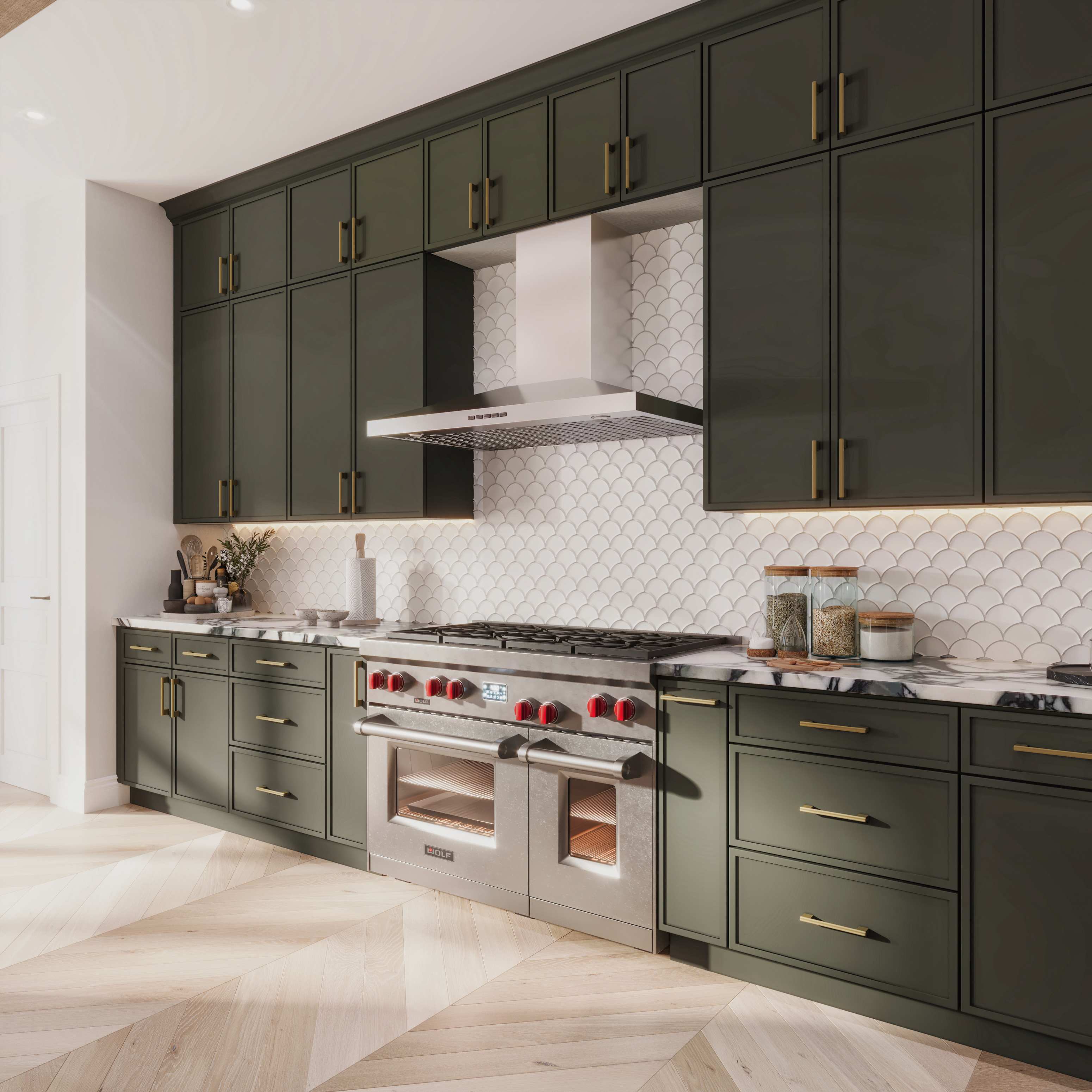 Slim Shaker Aberdeen Green Kitchen Cabinets - Slim Shaker Aberdeen Green Cabinets