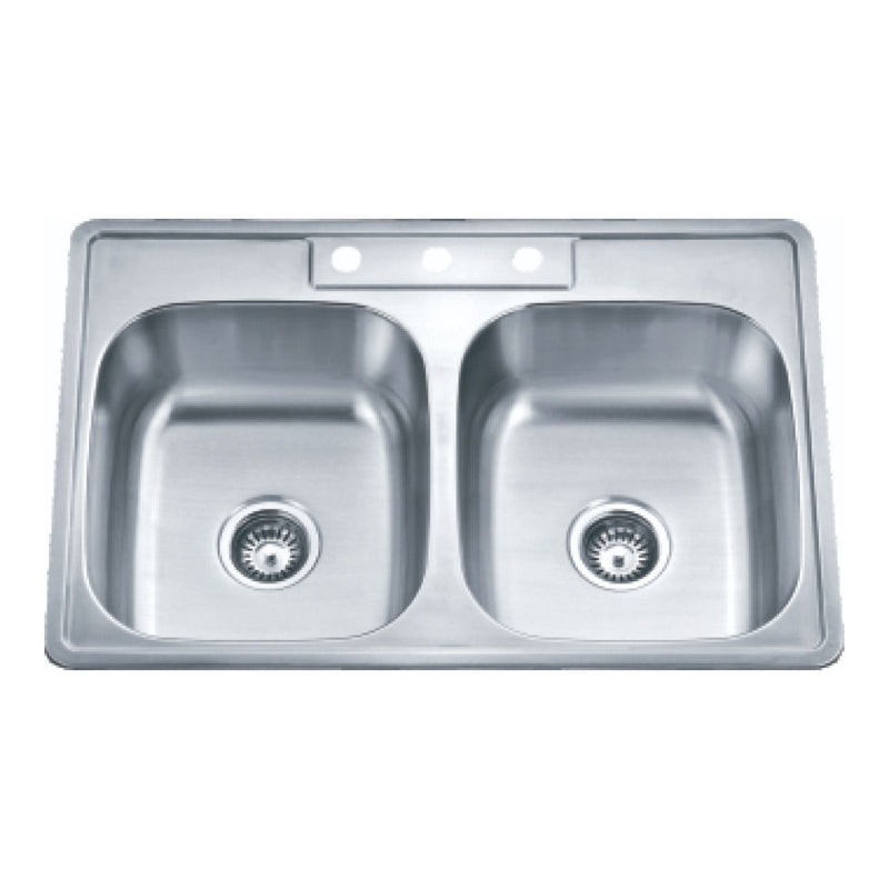 32" Double Top-Mount Drop-In Stainless Steel Kitchen Sink 20G 33" x 22" x 9"