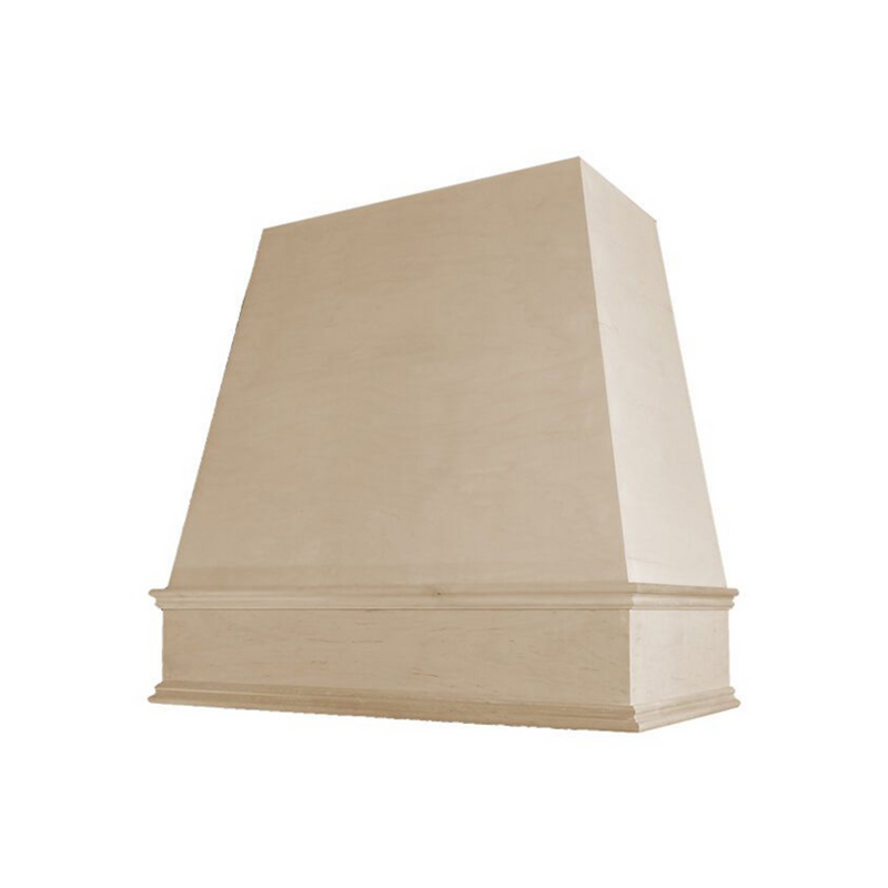 30" Wood Range Hood - Raleigh Tapered Classic Moulding Smooth Wood Vent Cover