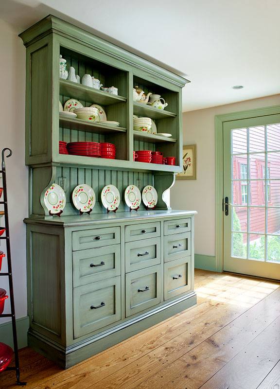 Accent Painted Country Kitchen Built-In Hutch