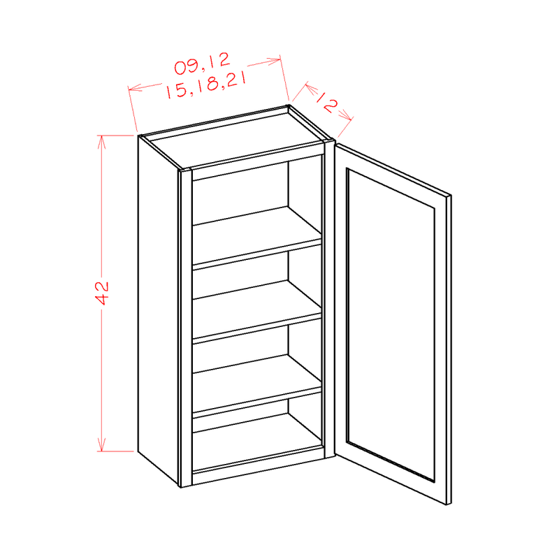 Shaker Honey 12"W X 42"H Wall Cabinet