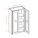 Shaker Black 24" W x 36" H Wall Glass Door Cabinet with Finished Interior Pre-Assembled - Glass not Included