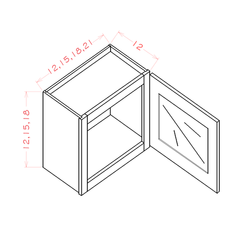 Ridgeline Black 12" W x 12" H Stacker Wall Glass Door Cabinet with Finished Interior - Glass not Included