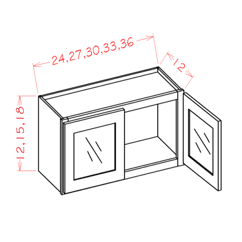 Shaker Grey 27" W x 12" H Stacker Wall Glass Door Cabinet with Finished Interior Pre-Assembled - Glass not Included