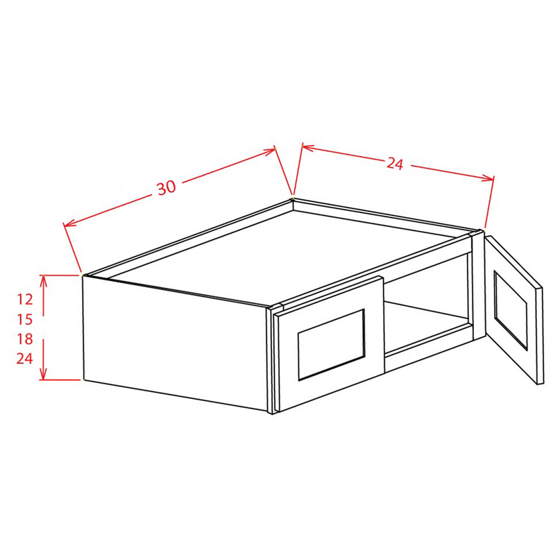 Shaker Honey 30"W X 12"H Wall Refrigerator Cabinet