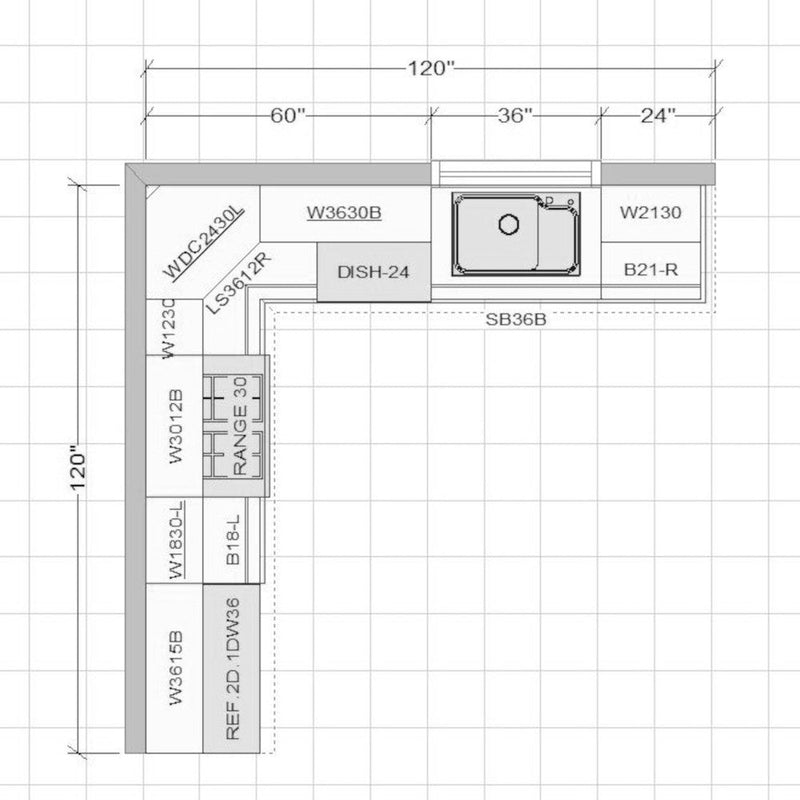 Sage Green Shaker Kitchen Cabinets - 10x10 L-Shaped Kitchen Design Layout