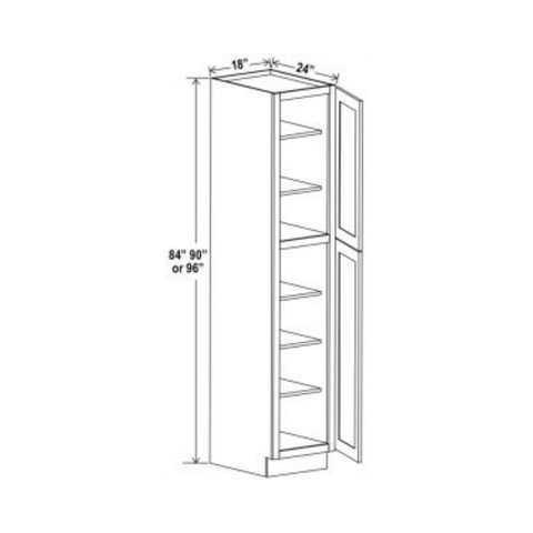 Shaker Aberdeen Green Wall Pantry - 18"W x 90"H x 24"D - 2D, 5S