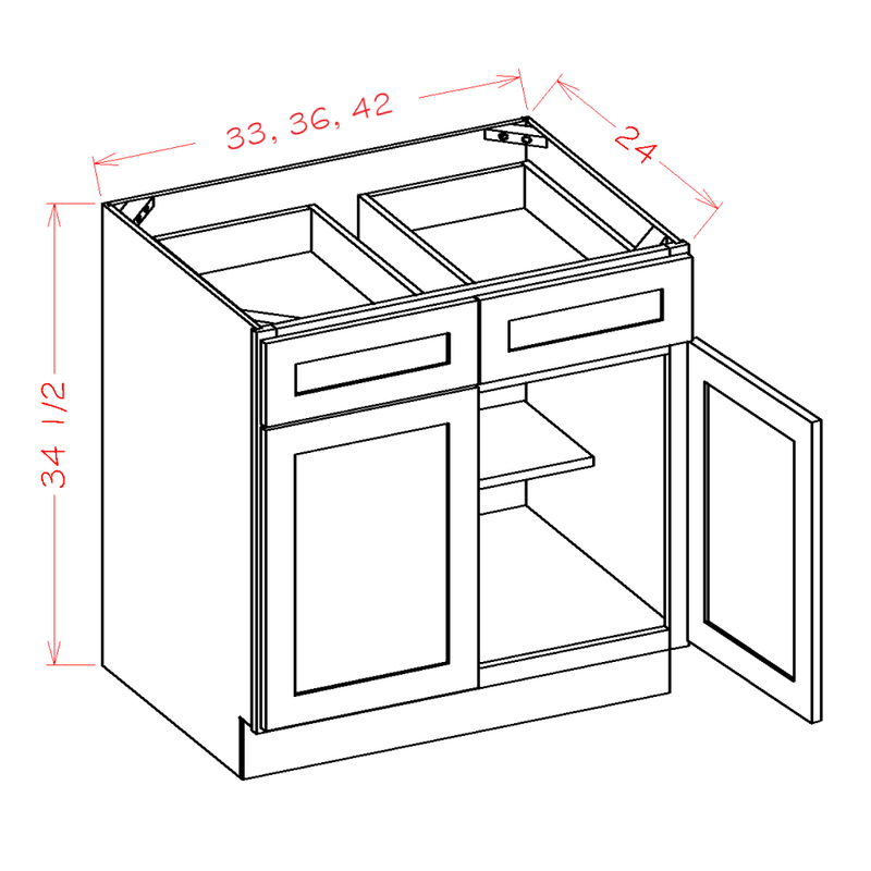 Shaker Navy Blue 42" Base Cabinet
