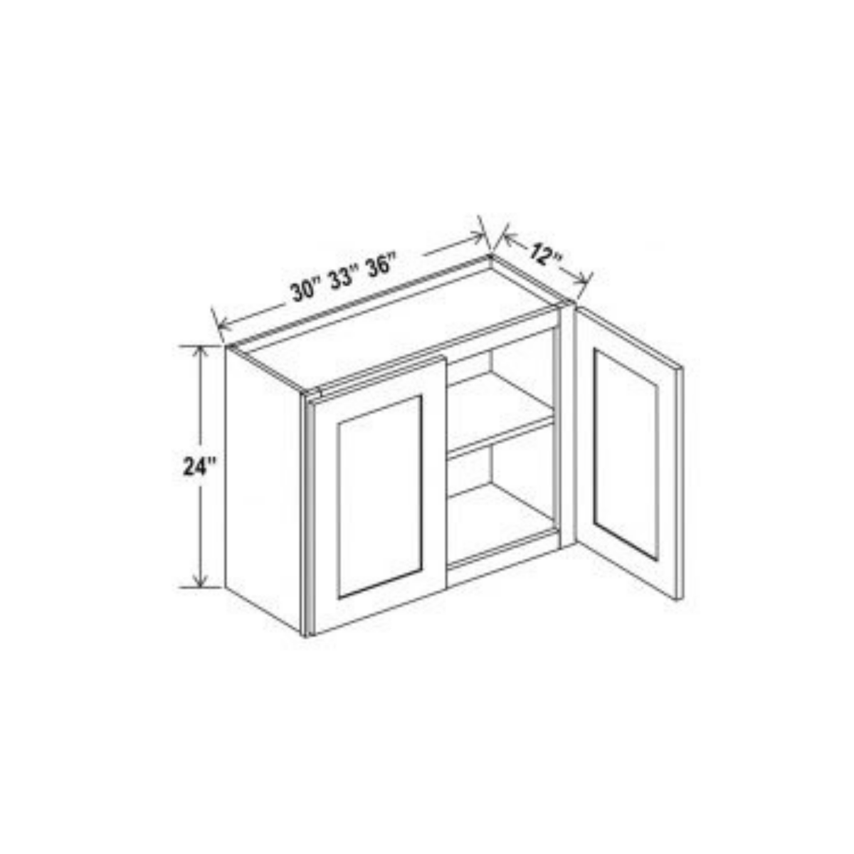 Shaker Aberdeen Green Wall Cabinet - 30"W x 24"H x 12"D - 2D - 1S