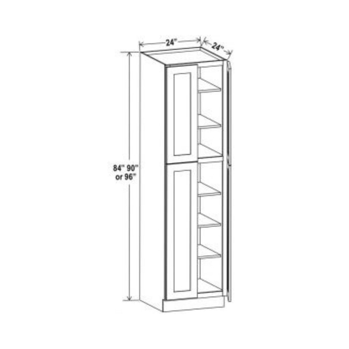 Shaker Aberdeen Green Wall Pantry - 24"W x 96"H x 24"D - 4D, 5S