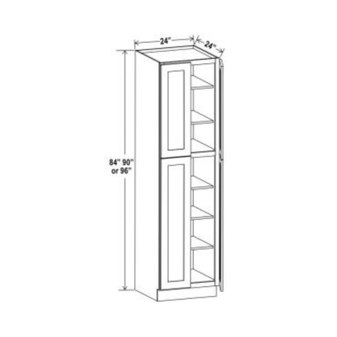 Shaker Aberdeen Green Wall Pantry - 24"W x 84"H x 24"D - 4D, 5S