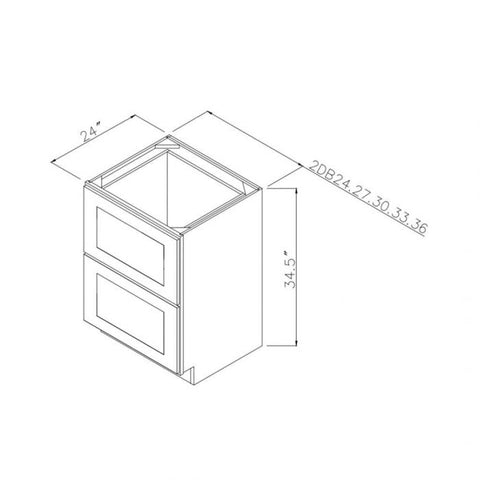 Knotty Hickory Shaker 36" Two Drawer Base