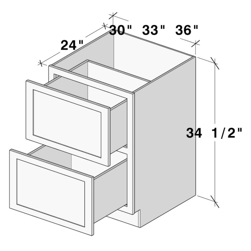 Graphite Shaker 2 Drawers Base W30" X H34.5" X D24"
