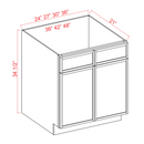 Slim Shaker White Dove Vanity Sink Base Cabinet - 27"W x 34 1/2"H x 21"D