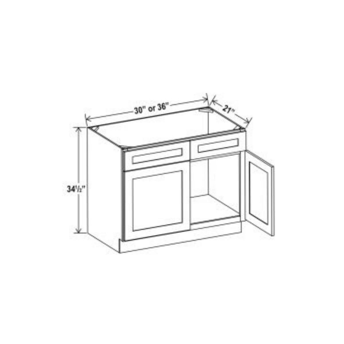 Shaker Aberdeen Green Vanity Sink Base Cabinet - 30"W x 34 1/2"H x 21"D