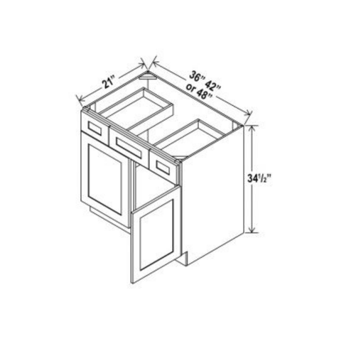 Shaker Aberdeen Green Vanity Sink Drawer Base Cabinet - 48"W x 34 1/2"H x 21"D - 2 DRW, 2D