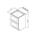 Shaker Aberdeen Green Drawer Base Cabinet - 36"W x 34-1/2"H x 24"D - 2DRW