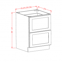 Shaker Navy Blue 36" 2-Drawer Base Cabinet