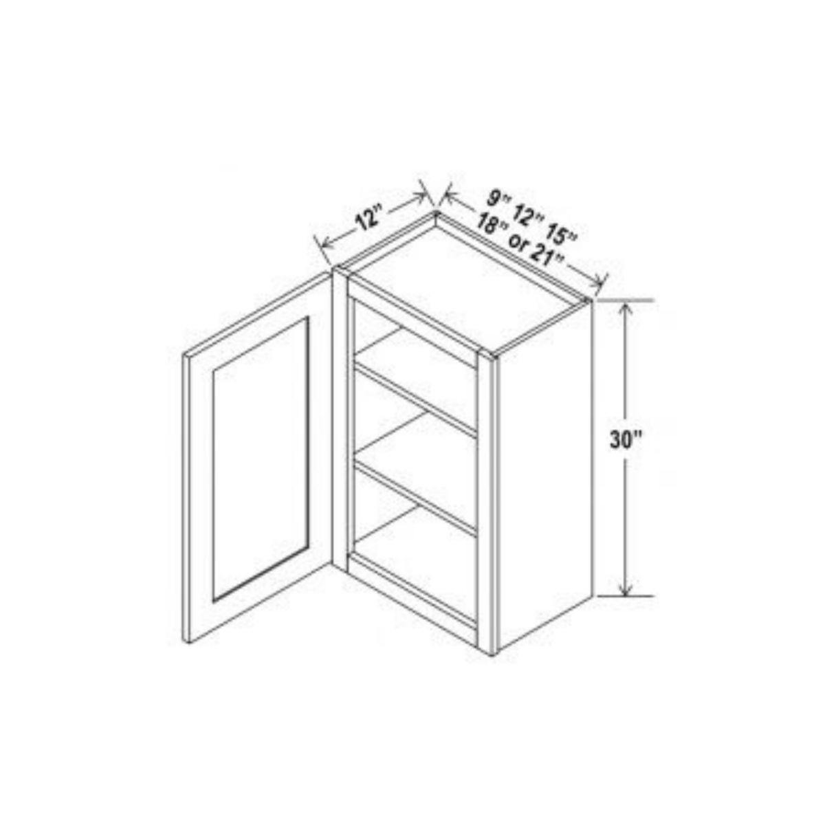 Shaker Aberdeen Green Wall Cabinet - 18"W x 30"H x 12"D - 1D - 2S