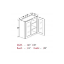 Shaker Aberdeen Green Wall Glass Door Cabinet - 24"W x 30"H x 12"D - 2D -2S