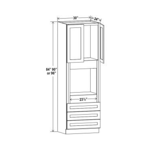 Shaker Aberdeen Green Oven Cabinet - 30"W x 90"H X 24"D - 2D, 3DRW, 1S