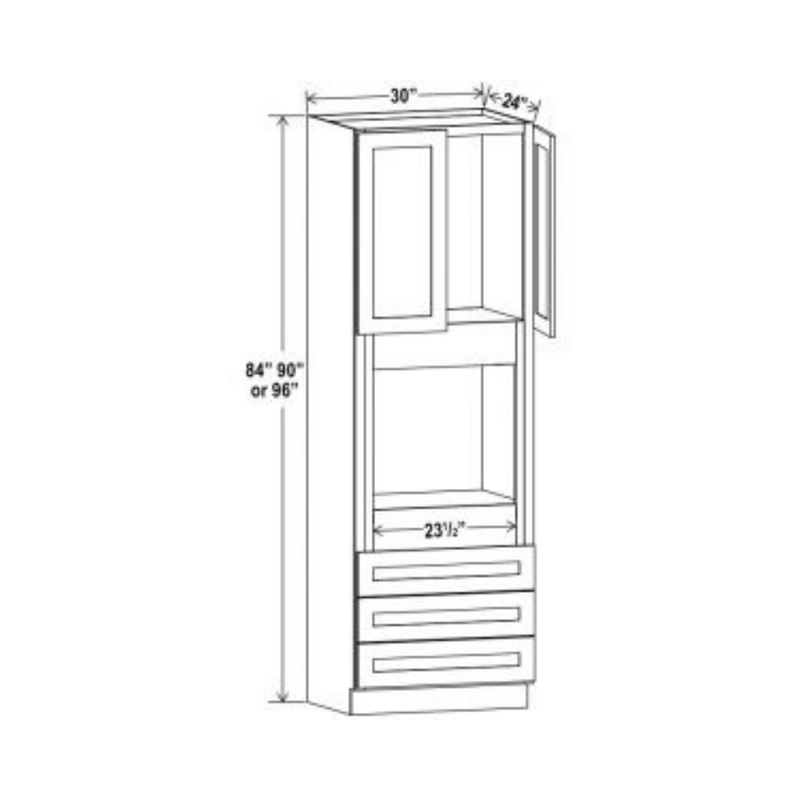 Shaker Aberdeen Green Oven Cabinet - 30"W x 96"H X 24"D - 2D, 3DRW, 1S