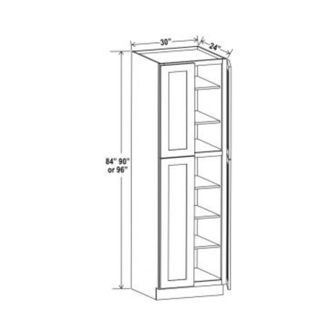 Shaker Aberdeen Green Wall Pantry - 30"W x 84"H x 24"D - 4D, 5S