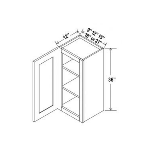 Shaker Aberdeen Green Wall Cabinet - 09"W x 36"H x 12"D - 1D -2S