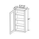 Shaker Aberdeen Green Wall Cabinet - 12"W x 42"H x 12"D - 1D- 3S