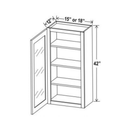 Shaker Aberdeen Green Wall Glass Door Cabinet - 18"W x 36"H x 12"D - 1D -2S