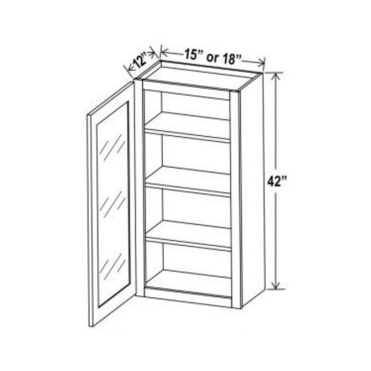 Shaker Aberdeen Green Wall Glass Door Cabinet - 21"W x 12"H x 12"D - 1D