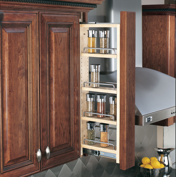 3" Tiered Wall Filler Between Cabinet Pullout w/ Ball Bearing Soft-Close (30"H Wall Cabinets)