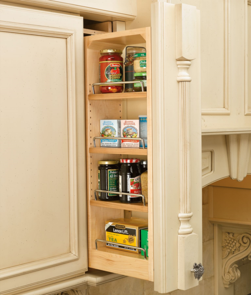 6" Tiered Wall Filler Between Cabinet Pullout w/ Ball Bearing Soft-Close (30"H Wall Cabinets)