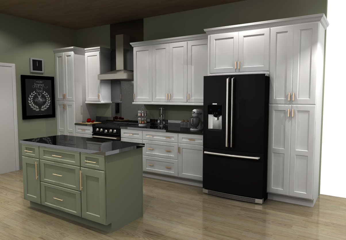 Sage Green Shaker 60" Island with 30" Drawers (countertops not included)