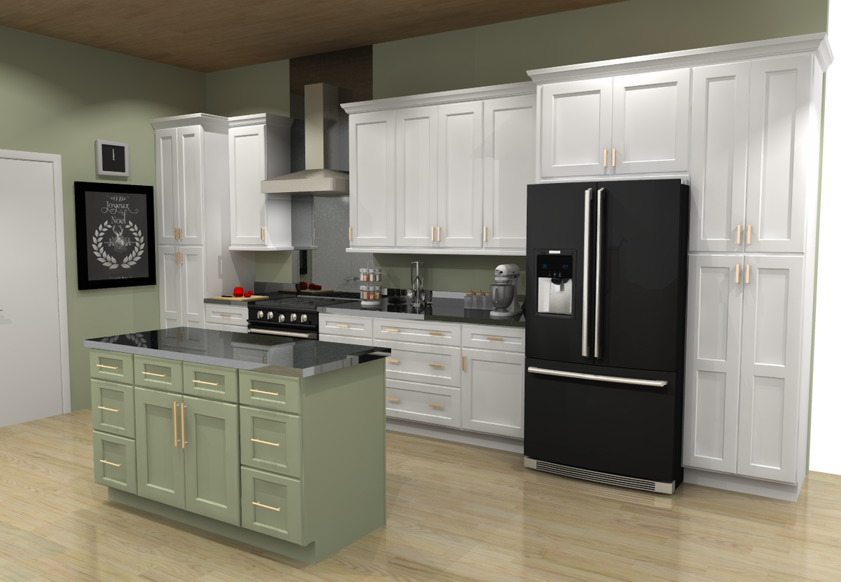 Sage Green Shaker 60" Island with 15" Drawers (countertops not included)
