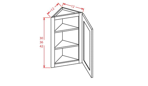 Granville Rustic Hickory 12" D x 42" H Wall End Angle Cabinet Assembled