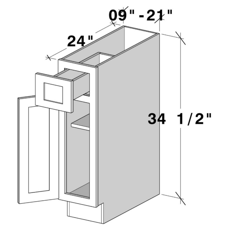 Arctic White Slim Shaker Base Cabinet W12" X H34.5" X D24"