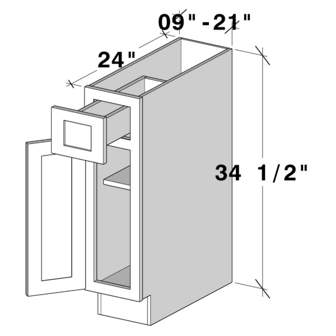 Laurel Slate Base Cabinet W18" X H34.5" X D24"