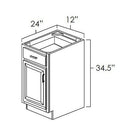 White Shaker 12" Base Cabinet