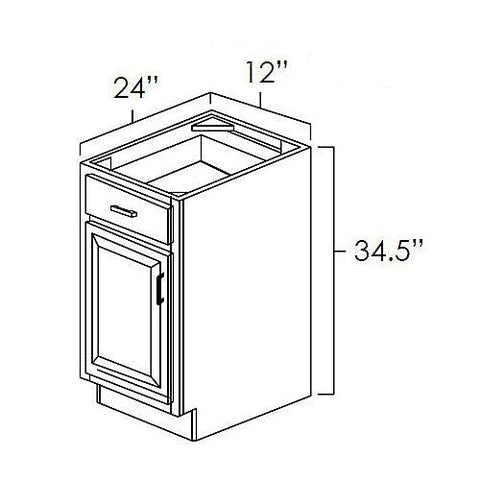 Prescott White 12" Base Cabinet Assembled