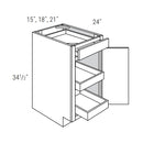 Rustic Shaker 18" Base Cabinet w/ 2 Rollout Shelves