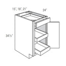 Rigby White 15" Base Cabinet w/ 2 Rollout Shelves Pre-Assembled