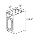 White Shaker 15" Base Cabinet Pre-Assembled