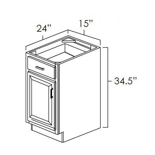 Slim Shaker White 15" Base Cabinet