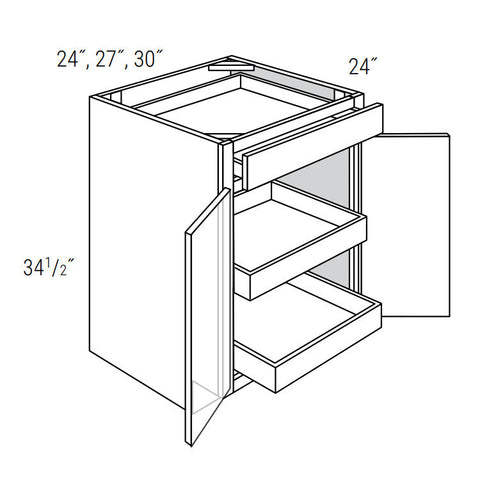 Marlowe White 24" Base Cabinet w/ 2 Rollout Shelves