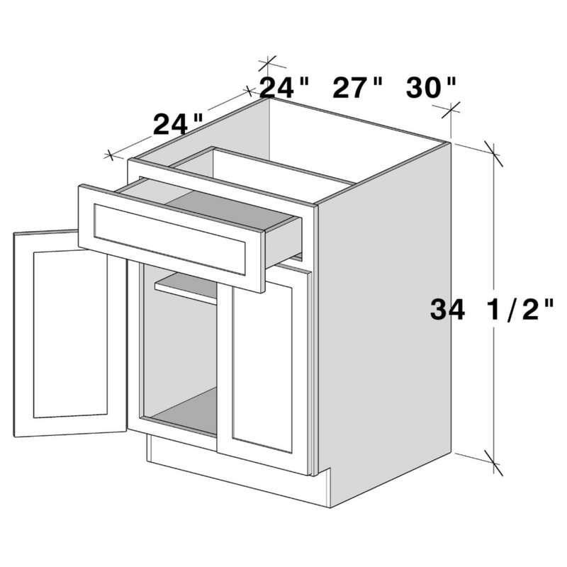 Graphite Shaker Base Cabinet W24" X H34.5" X D24"