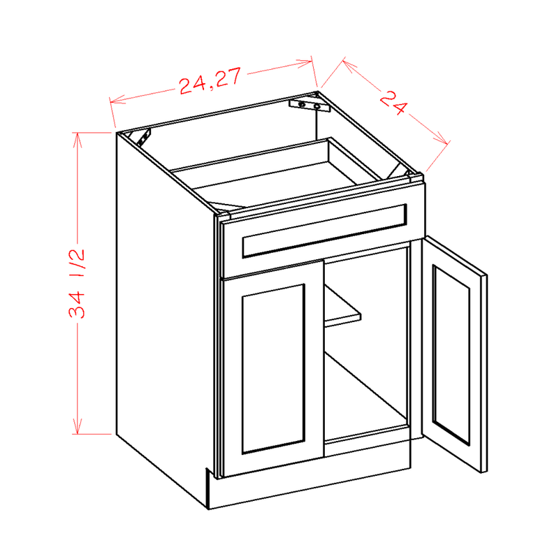 Coastal Shaker Slab 27" Base Cabinet